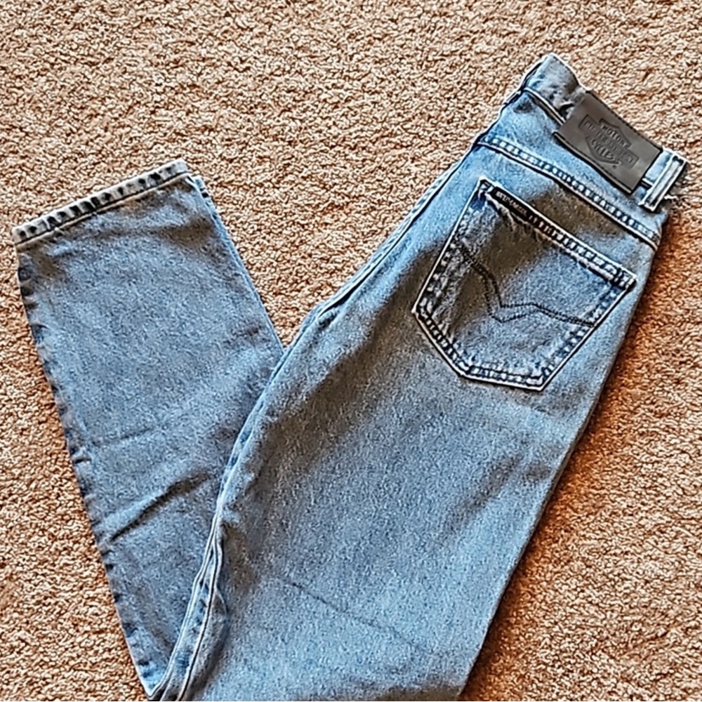 HARLEY DAVIDSON WOMENS VINTAGE CLASSIC FIT BLUE DENIM THICK 100% COTTON SIZE 8